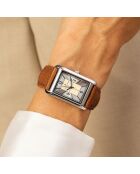 Montre Femme en Cuir effet croco marron