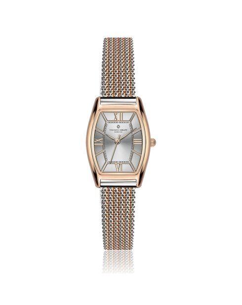 Montre Femme en Acier mesh argenté/rose doré