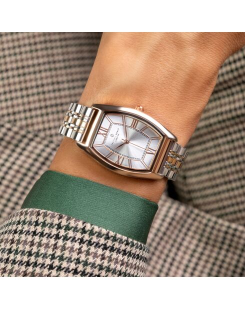 Montre Femme en Acier argenté/rose doré