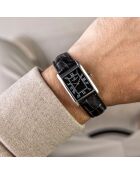 Montre Homme en Cuir effet croco noire