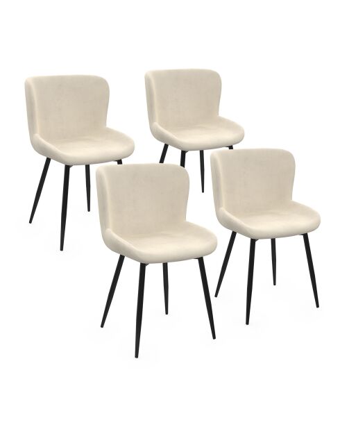 4 Chaises Taylor en velours crèmes - 50x52x79 cm