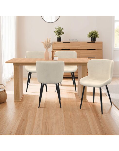 4 Chaises Taylor en velours crèmes - 50x52x79 cm