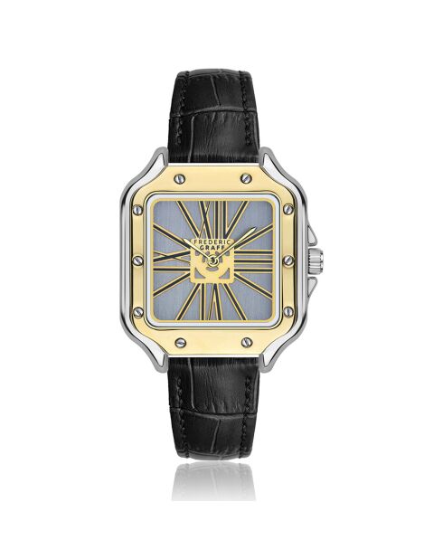 Montre Homme en Cuir effet croco noire