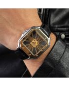 Montre Homme en Cuir effet croco noire