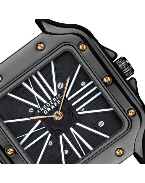 Montre Homme en Cuir effet croco noire
