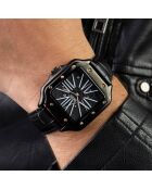 Montre Homme en Cuir effet croco noire