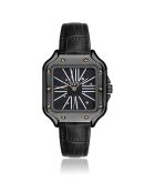 Montre Homme en Cuir effet croco noire