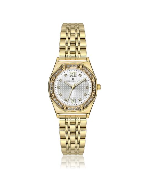 Damen-Armbanduhr aus goldfarbenem Stahl