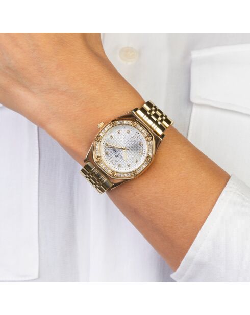 Damen-Armbanduhr aus goldfarbenem Stahl