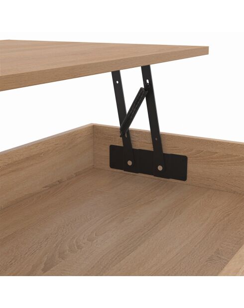 Spinnen-Couchtisch mit ausziehbarer Holzplatte und gekreuzten Holzbeinen in Schwarz - 100x50x40/53 cm