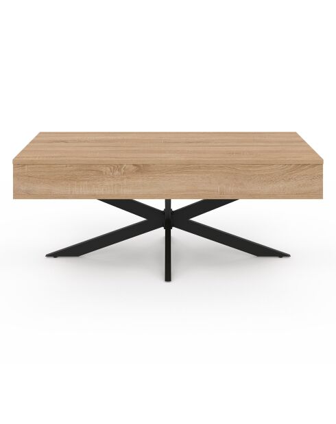 Table basse Spider avec plateau relevable bois et pieds croisés bois/noir - 100x50x40/53 cm