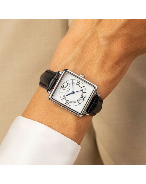 Montre Femme en Cuir effet croco noire