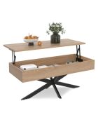 Table basse Spider avec plateau relevable bois et pieds croisés bois/noir - 100x50x40/53 cm