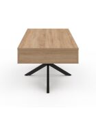 Table basse Spider avec plateau relevable bois et pieds croisés bois/noir - 100x50x40/53 cm