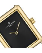 Orologio da donna in pelle nera effetto coccodrillo