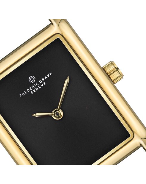 Orologio da donna in pelle nera effetto coccodrillo