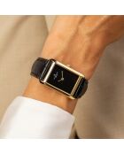 Orologio da donna in pelle nera effetto coccodrillo