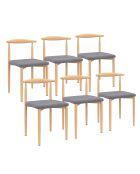 6 Chaises Adam en tissu gris clair - 50x48x74 cm