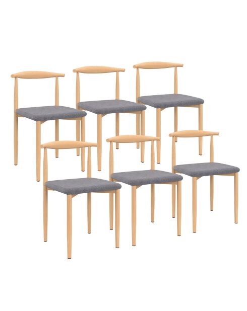 6 Chaises Adam en tissu gris clair - 50x48x74 cm