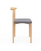 6 Chaises Adam en tissu gris clair - 50x48x74 cm
