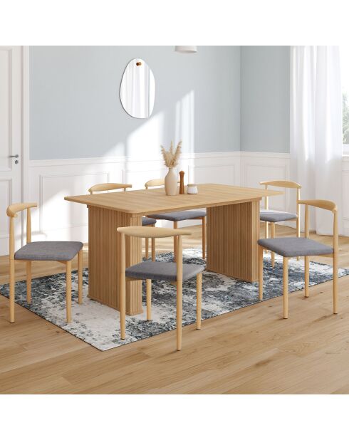 6 Chaises Adam en tissu gris clair - 50x48x74 cm