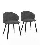 2 Chaises Léona en velours gris foncé - 51x53x71 cm