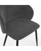 2 Chaises Léona en velours gris foncé - 51x53x71 cm