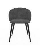 2 Chaises Léona en velours gris foncé - 51x53x71 cm