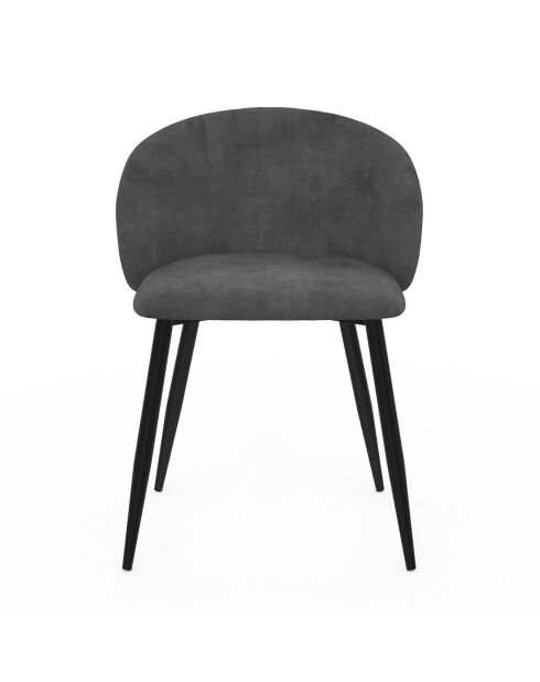 2 Chaises Léona en velours gris foncé - 51x53x71 cm
