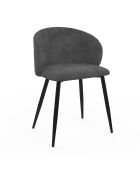 2 Chaises Léona en velours gris foncé - 51x53x71 cm