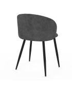 2 Chaises Léona en velours gris foncé - 51x53x71 cm