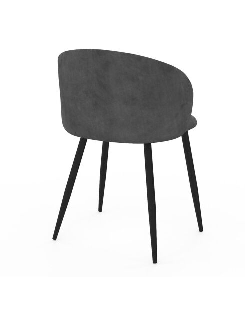2 Chaises Léona en velours gris foncé - 51x53x71 cm