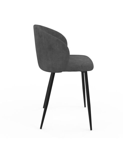 2 Chaises Léona en velours gris foncé - 51x53x71 cm