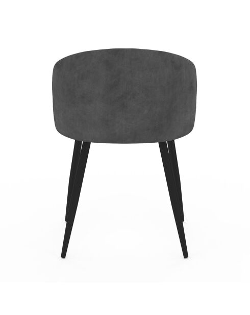 2 Chaises Léona en velours gris foncé - 51x53x71 cm