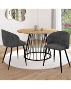 2 Chaises Léona en velours gris foncé - 51x53x71 cm