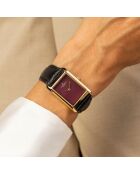 Montre Femme en Cuir effet croco noire