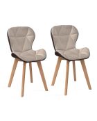 2 Chaises Gladys en tissu taupe/marron - 46x50x79 cm