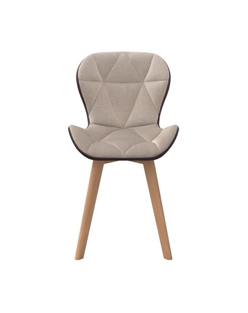 2 Chaises Gladys en tissu taupe/marron - 46x50x79 cm
