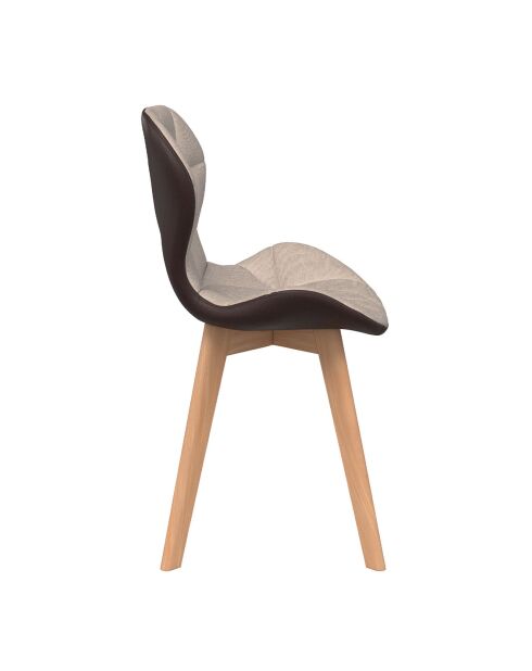 2 Chaises Gladys en tissu taupe/marron - 46x50x79 cm