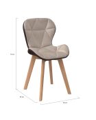 2 Chaises Gladys en tissu taupe/marron - 46x50x79 cm