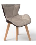 2 Chaises Gladys en tissu taupe/marron - 46x50x79 cm