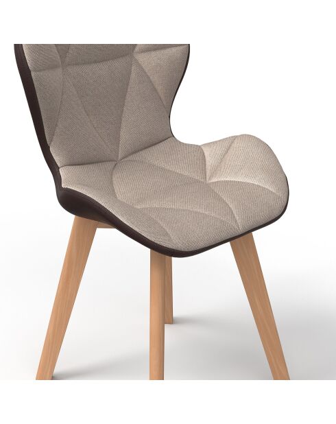 2 Chaises Gladys en tissu taupe/marron - 46x50x79 cm