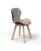 2 Chaises Gladys en tissu taupe/marron - 46x50x79 cm
