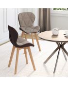 2 Chaises Gladys en tissu taupe/marron - 46x50x79 cm