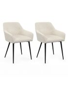 2 Chaises Jenny avec accoudoirs en velours côtelé crèmes - 51x56x76 cm