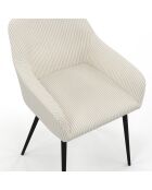 2 Chaises Jenny avec accoudoirs en velours côtelé crèmes - 51x56x76 cm