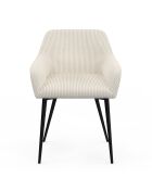 2 Chaises Jenny avec accoudoirs en velours côtelé crèmes - 51x56x76 cm