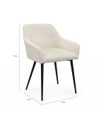 2 Chaises Jenny avec accoudoirs en velours côtelé crèmes - 51x56x76 cm