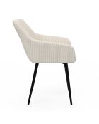 2 Chaises Jenny avec accoudoirs en velours côtelé crèmes - 51x56x76 cm