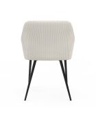 2 Chaises Jenny avec accoudoirs en velours côtelé crèmes - 51x56x76 cm